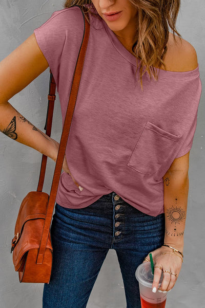 Capped Sleeve Round Neck T-Shirt - SHE BADDY© ONLINE WOMEN FASHION & CLOTHING STORE
