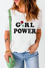 GIRL POWER Rose Graphic Tee Shirt - SHE BADDY© ONLINE WOMEN FASHION & CLOTHING STORE