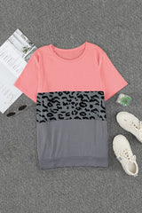 Plus Size Leopard Color Block T-Shirt - SHE BADDY© ONLINE WOMEN FASHION & CLOTHING STORE