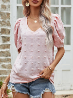 Swiss Dot Short Puff Sleeve Top - SHE BADDY© ONLINE WOMEN FASHION & CLOTHING STORE