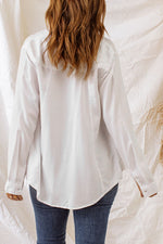 Button-Up Curved Hem Shirt with Breast Pockets - SHE BADDY© ONLINE WOMEN FASHION & CLOTHING STORE