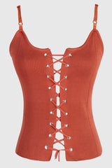 Lace-Up Knit Cami - SHE BADDY© ONLINE WOMEN FASHION & CLOTHING STORE