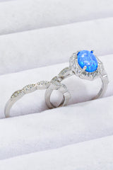 2-Piece 925 Sterling Silver Opal Ring Set - SHE BADDY© ONLINE WOMEN FASHION & CLOTHING STORE