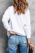 Letter Graphic Round Neck Sweatshirt cf - SHE BADDY© ONLINE WOMEN FASHION & CLOTHING STORE