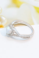 925 Sterling Silver Heart Opal Crisscross Ring - SHE BADDY© ONLINE WOMEN FASHION & CLOTHING STORE