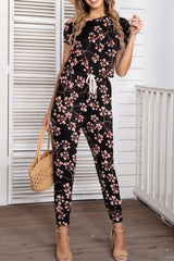 Asymmetrical Neck Short Sleeve Jumpsuit - SHE BADDY© ONLINE WOMEN FASHION & CLOTHING STORE