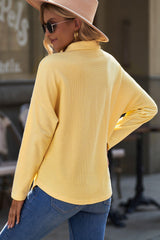 Waffle Knit Button Front Shirt with Breast Pockets - SHE BADDY© ONLINE WOMEN FASHION & CLOTHING STORE