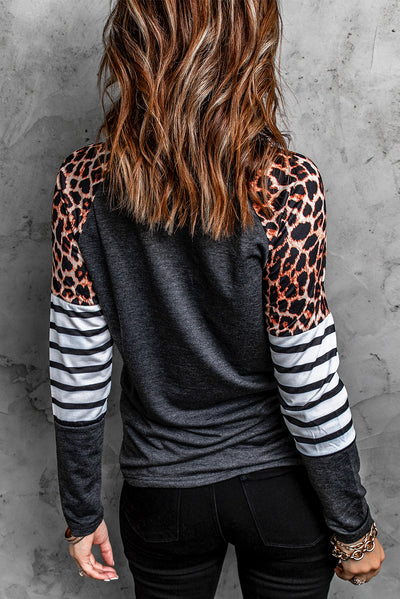 Leopard Striped Raglan Sleeve Top - SHE BADDY© ONLINE WOMEN FASHION & CLOTHING STORE