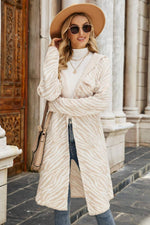 Printed Open Front Hooded Longline Cardigan - SHE BADDY© ONLINE WOMEN FASHION & CLOTHING STORE
