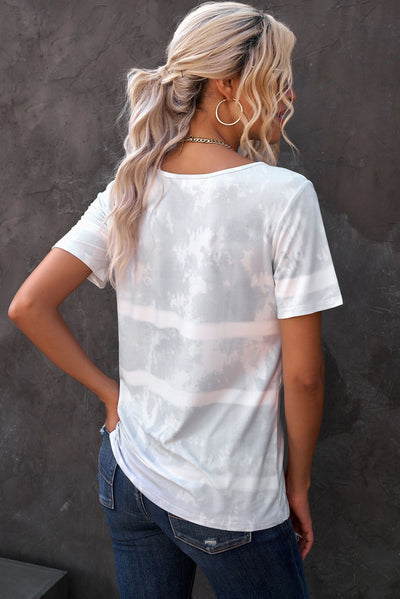 Tie-Dye Henley T-Shirt - SHE BADDY© ONLINE WOMEN FASHION & CLOTHING STORE