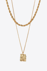 18K Gold Plated Double-Layered Twisted Pendant Necklace - SHE BADDY© ONLINE WOMEN FASHION & CLOTHING STORE