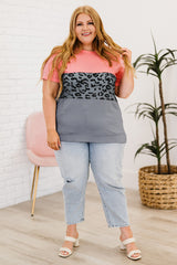 Plus Size Leopard Color Block T-Shirt - SHE BADDY© ONLINE WOMEN FASHION & CLOTHING STORE