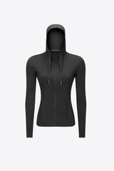Drawstring Detail Zip Up Sports Jacket with Pockets - SHE BADDY© ONLINE WOMEN FASHION & CLOTHING STORE