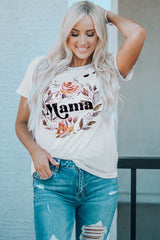 MAMA Floral Graphic Distressed Tee - SHE BADDY© ONLINE WOMEN FASHION & CLOTHING STORE