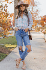 Plaid Button-Up Dropped Shoulder Shirt - SHE BADDY© ONLINE WOMEN FASHION & CLOTHING STORE