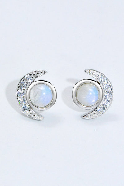 925 Sterling Silver Moonstone Stud Earrings - SHE BADDY© ONLINE WOMEN FASHION & CLOTHING STORE