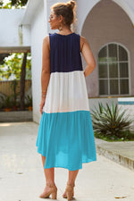 Sleeveless High Neck Color Block Dress - SHE BADDY© ONLINE WOMEN FASHION & CLOTHING STORE