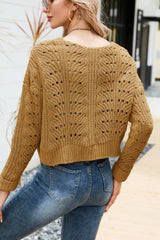 Open Front Cuffed Cropped Cardigan - SHE BADDY© ONLINE WOMEN FASHION & CLOTHING STORE