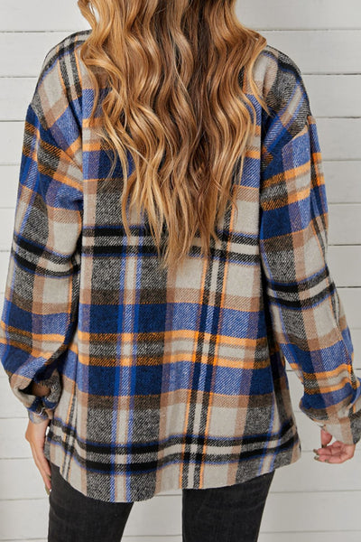 Plaid Pocketed Button Down Shacket - SHE BADDY© ONLINE WOMEN FASHION & CLOTHING STORE