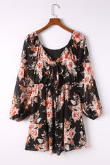 Floral Tied Balloon Sleeve Dress - SHE BADDY© ONLINE WOMEN FASHION & CLOTHING STORE