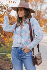 Plaid Button-Up Dropped Shoulder Shirt - SHE BADDY© ONLINE WOMEN FASHION & CLOTHING STORE