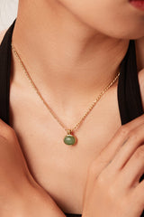 Inlaid Stone Round Pendant Chain Necklace - SHE BADDY© ONLINE WOMEN FASHION & CLOTHING STORE