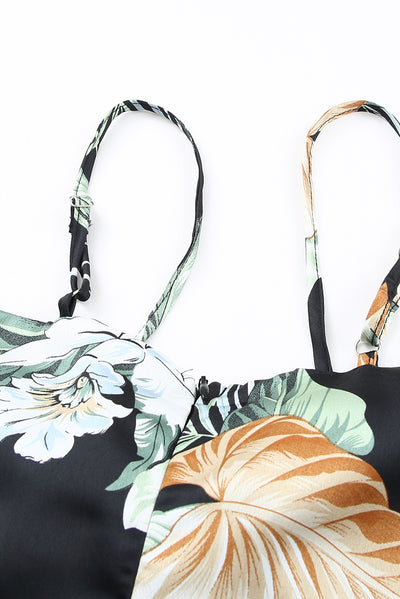Floral Tied Cutout Split Spaghetti Strap Dress - SHE BADDY© ONLINE WOMEN FASHION & CLOTHING STORE