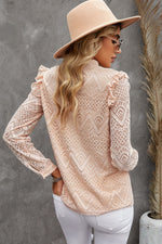 Ruffled Lace Mock Neck Blouse - SHE BADDY© ONLINE WOMEN FASHION & CLOTHING STORE