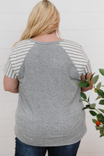 Plus Size Striped Raglan Sleeve T-Shirt - SHE BADDY© ONLINE WOMEN FASHION & CLOTHING STORE