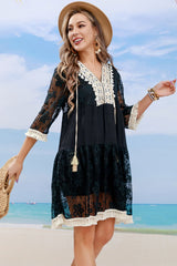 Tassel Spliced Lace Cover Up - SHE BADDY© ONLINE WOMEN FASHION & CLOTHING STORE