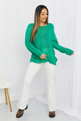 Mittoshop Exposed Seam Slit Knit Top in Kelly Green - SHE BADDY© ONLINE WOMEN FASHION & CLOTHING STORE