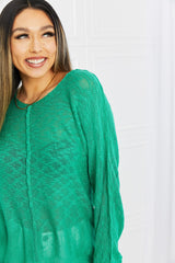 Mittoshop Exposed Seam Slit Knit Top in Kelly Green - SHE BADDY© ONLINE WOMEN FASHION & CLOTHING STORE