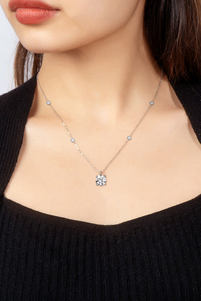 2 Carat Moissanite 4-Prong 925 Sterling Silver Necklace - SHE BADDY© ONLINE WOMEN FASHION & CLOTHING STORE