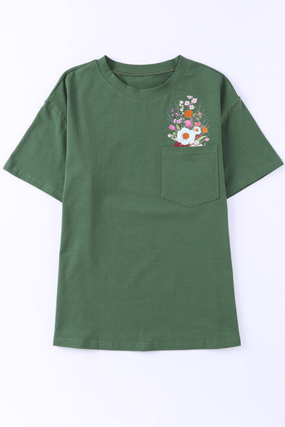 Graphic Round Neck Pocket Tee - SHE BADDY© ONLINE WOMEN FASHION & CLOTHING STORE