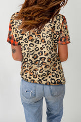 Leopard Plaid Floral Tee Shirt - SHE BADDY© ONLINE WOMEN FASHION & CLOTHING STORE