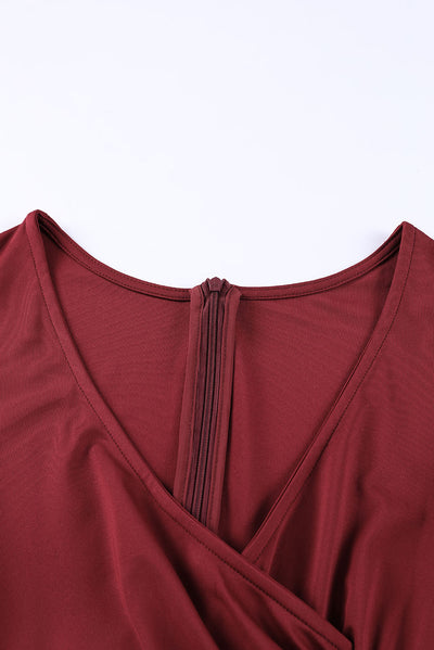 Flutter Sleeve Surplice Midi Dress - SHE BADDY© ONLINE WOMEN FASHION & CLOTHING STORE