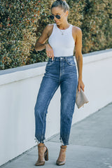 Ripped Ankle Straight Jeans with Pockets - SHE BADDY© ONLINE WOMEN FASHION & CLOTHING STORE