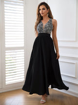 Contrast Sequin Sleeveless Maxi Dress - SHE BADDY© ONLINE WOMEN FASHION & CLOTHING STORE