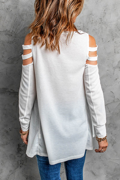 Cutout Waffle Knit Tunic Top - SHE BADDY© ONLINE WOMEN FASHION & CLOTHING STORE