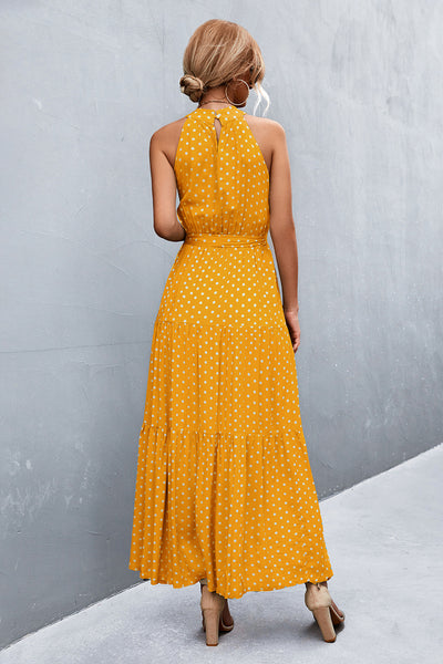 Printed Sleeveless Tie Waist Maxi Dress - SHE BADDY© ONLINE WOMEN FASHION & CLOTHING STORE