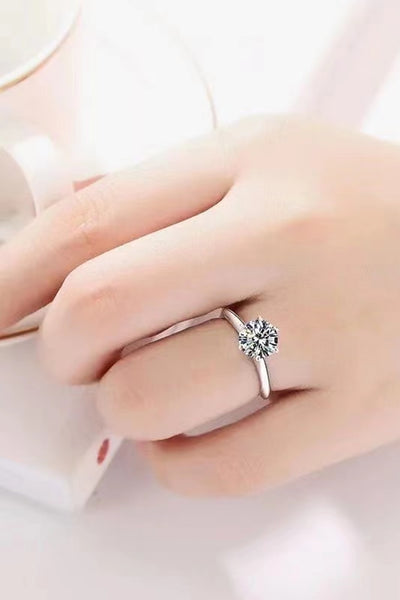 925 Sterling Silver 3 Carat Moissanite 6-Prong Ring - SHE BADDY© ONLINE WOMEN FASHION & CLOTHING STORE