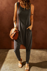 Sleeveless Pocketed Harem Jumpsuit - SHE BADDY© ONLINE WOMEN FASHION & CLOTHING STORE