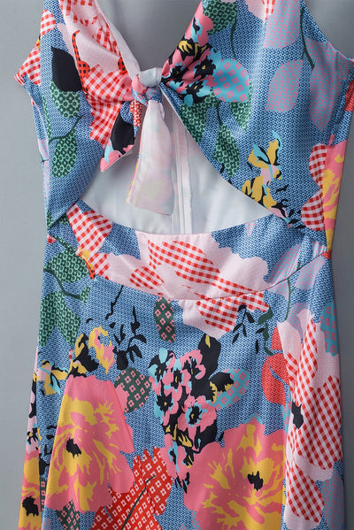Floral Tied Cutout Split Spaghetti Strap Dress - SHE BADDY© ONLINE WOMEN FASHION & CLOTHING STORE