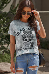 Skull Graphic Short Sleeve T-Shirt - SHE BADDY© ONLINE WOMEN FASHION & CLOTHING STORE