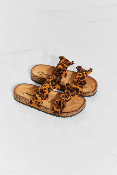 Forever Link Fiercely Feminine Leopard Bow Slide Sandals - SHE BADDY© ONLINE WOMEN FASHION & CLOTHING STORE