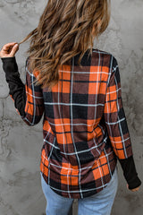 Plaid Color Block Long Sleeve Top - SHE BADDY© ONLINE WOMEN FASHION & CLOTHING STORE