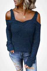 Long Sleeve Cold Shoulder Sweater - SHE BADDY© ONLINE WOMEN FASHION & CLOTHING STORE