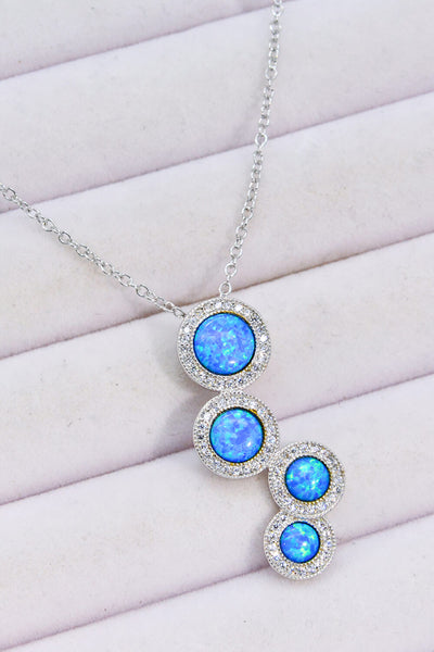 Opal Round Pendant Chain-Link Necklace - SHE BADDY© ONLINE WOMEN FASHION & CLOTHING STORE