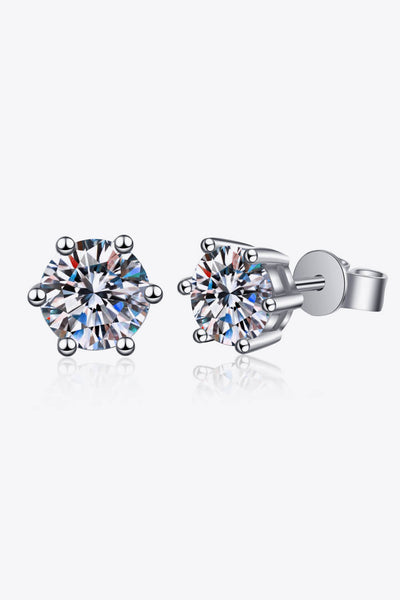 925 Sterling Silver 6-Prong 2 Carat Moissanite Stud Earrings - SHE BADDY© ONLINE WOMEN FASHION & CLOTHING STORE