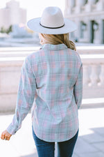 Plaid Button-Up Dropped Shoulder Shirt - SHE BADDY© ONLINE WOMEN FASHION & CLOTHING STORE